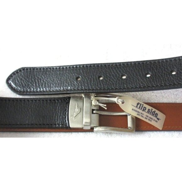 Tommy Bahama Men's Flipside Reversible Leather Belt Black Tan Marlin Buckle NWT - Picture 3 of 8